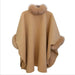 Sophisticated Winter Charm - Opulent Fox Fur Collar Cape Coat for Trendsetting Women