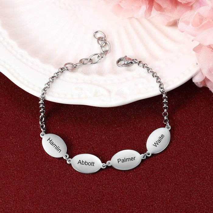 Personalized Engraved Oval Link Bracelets for Couples - Add 2 to 4 Names - Ideal Gift for Friends and Mothers