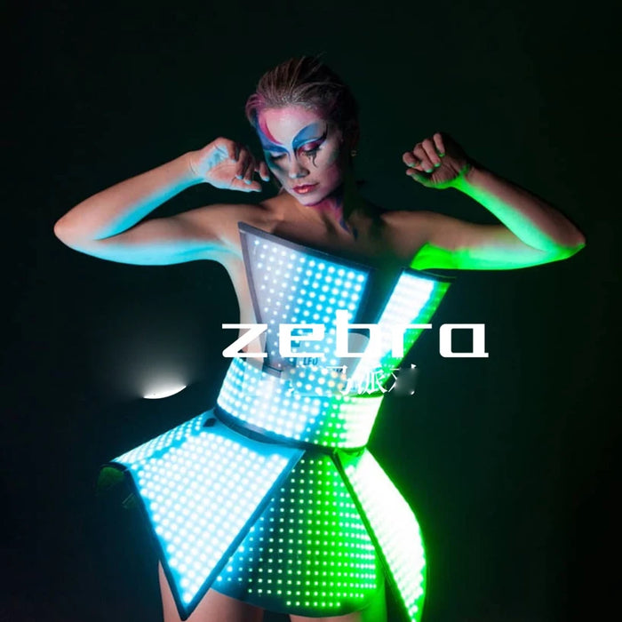 Interactive Illuminating Dance Dress - Personalized LED Fashion for Stunning Performances