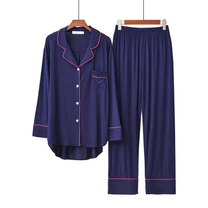 Korean Style 2PCS Long Sleeve Modal Pajama Sets for Women