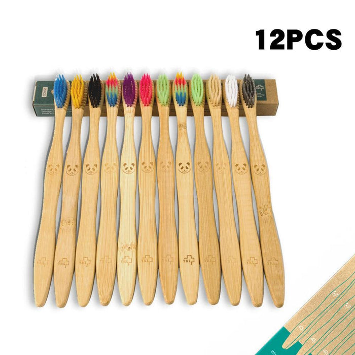 12 Pcs Charcoal Bamboo Toothbrushes Soft Eco-Friendly