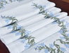 Elegant Blue Harebell Floral Embroidered Table Runner - Luxurious Cotton Home Accent