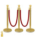 Elegant Gold Stainless Steel Stanchion Set with Red Velvet Rope & Secure Base for Event Management