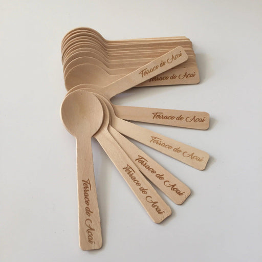 Custom Engraved Birch Wood Mini Spoons - Eco-Friendly Set of 100 for Events