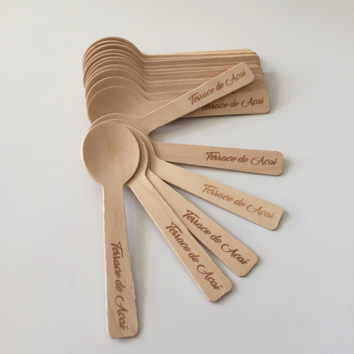 Personalized Engraved Birch Wood Mini Spoons - Pack of 100