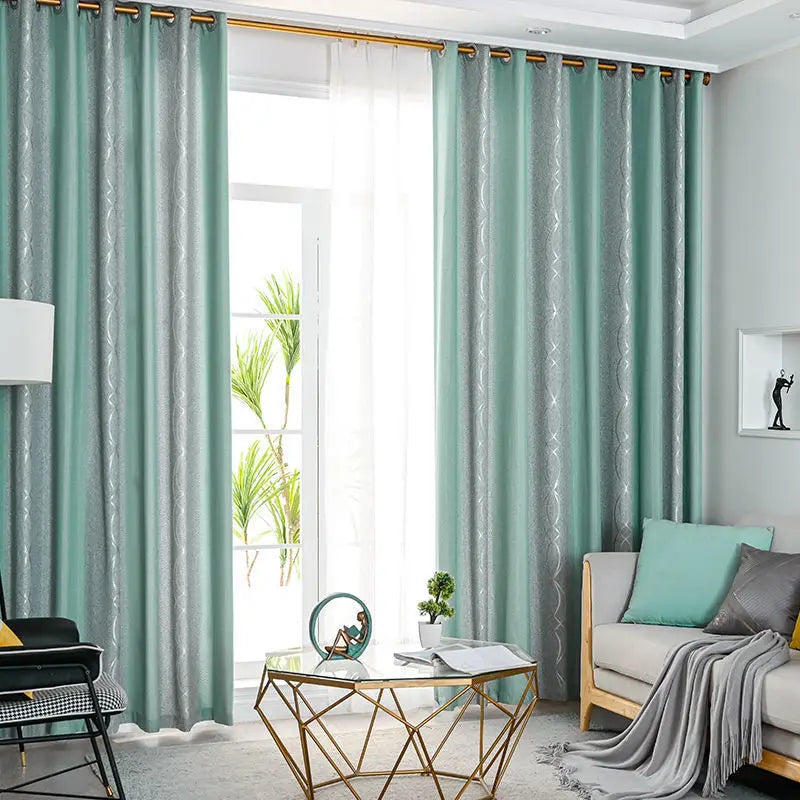 Dreamwood 2021 Hot Sale Modern Green Striped Blackout Curtain with Dual Color Options for Home Décor