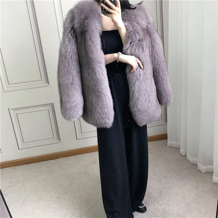 Luxurious Natural Fox Fur Overcoat