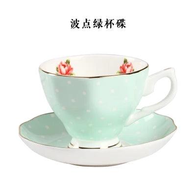 Elegant Black Floral Porcelain Tea Cup and Saucer Set - A Touch of Luxury for Special Occasions