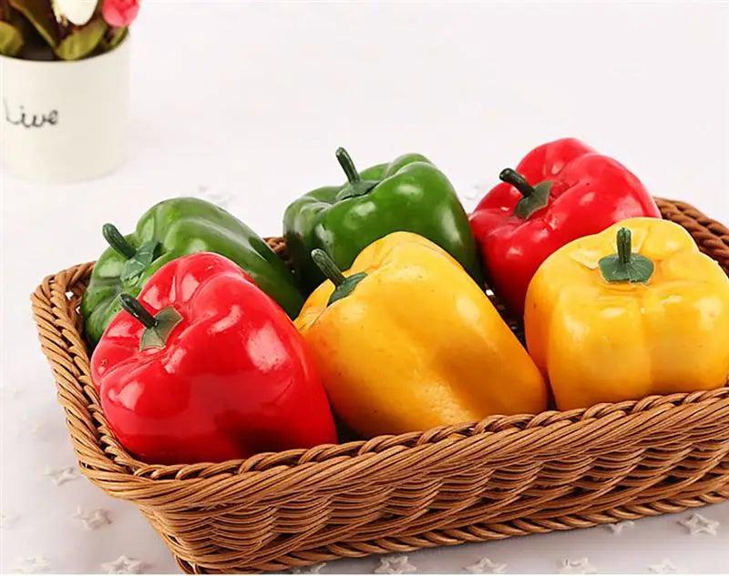 Whimsical Foam Decorative Peppers - Set of 3 Realistic Artificial Vegetables for Home Styling and Photography