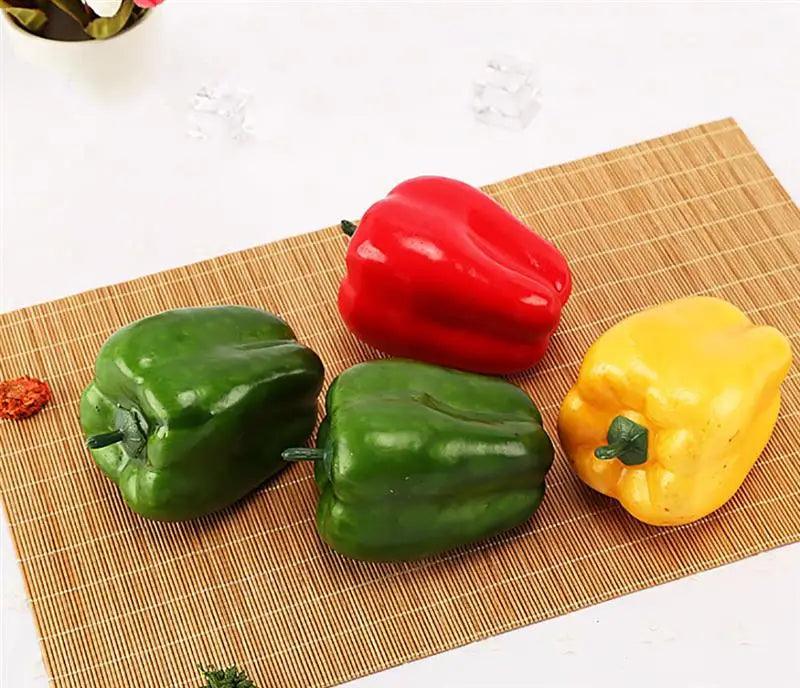 Whimsical Foam Decorative Peppers - Set of 3 Realistic Artificial Vegetables for Home Styling and Photography