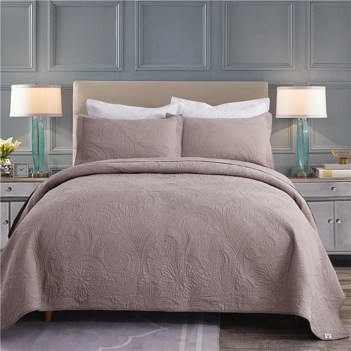 Reversible Ultra Soft 100% Cotton Bedspread Ensemble with Pillow Shams – Chic All-Season Quilted Bedding Set (3/5 Pieces)