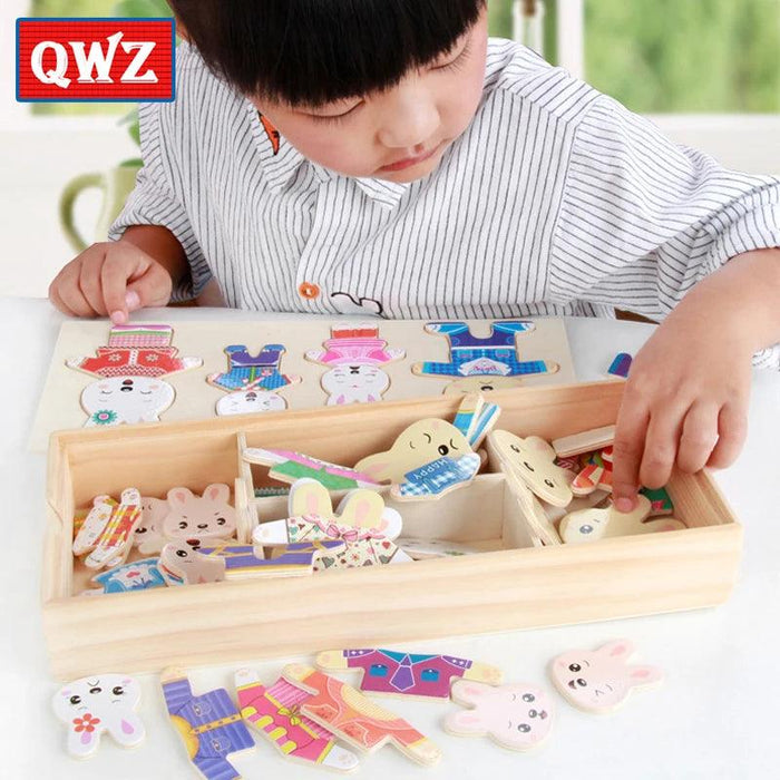 Charming Bear Adventure Dress-Up Wooden Puzzle Set