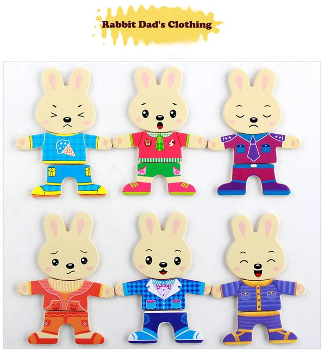 Charming Bear Adventure Dress-Up Wooden Puzzle Set