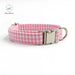 Charming Custom Pink & White Dog Collar and Leash Ensemble with Bow Tie