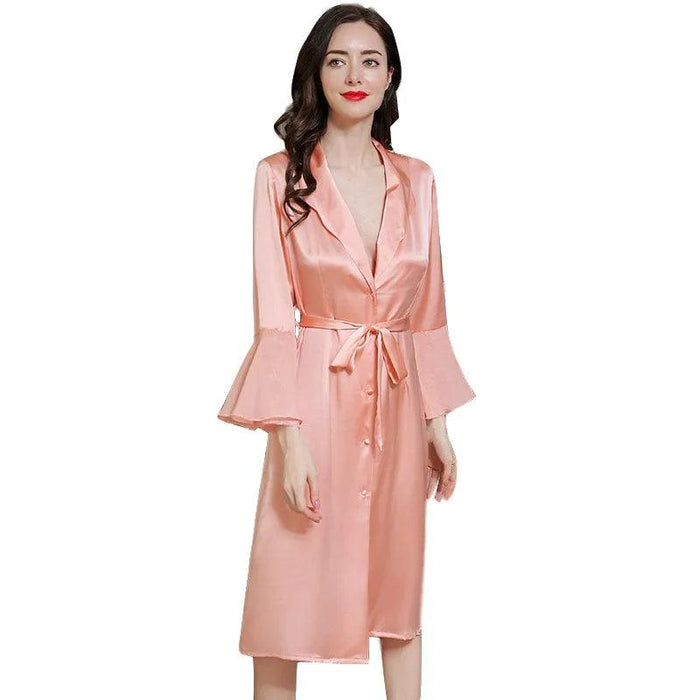 Luxe Silk Sleep Robe - Chic Women's Bathrobe for Warm Weather Relaxation