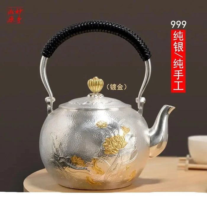 Exquisite Handcrafted Silver Kung Fu Tea Set