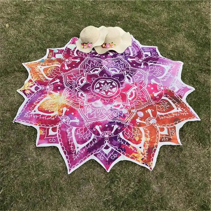 Bohemian Mandala Beach & Yoga Round Mat - Stylish Picnic Tapestry