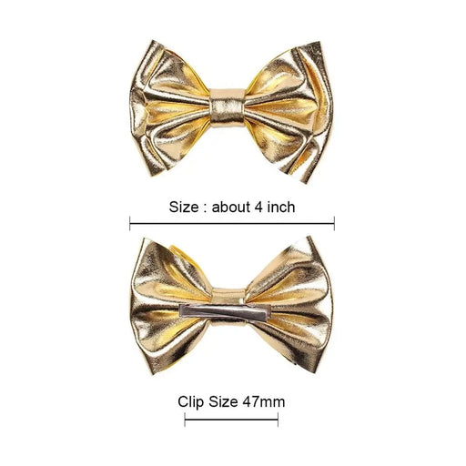 Golden Hair Bow Set - Elegant Fashion Accessory for Chic Kids