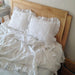 Ruffled White Washed Linen Duvet Cover - Luxurious French Flax Bedding for Queen and King Size Beds