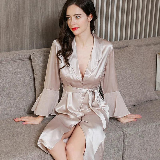 Luxe Silk Sleep Robe - Chic Women's Bathrobe for Warm Weather Relaxation