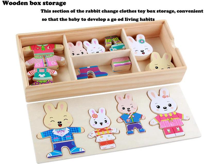 Charming Bear Adventure Dress-Up Wooden Puzzle Set