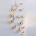 Set of 12 Elegant 3D Butterfly Wall Stickers - Self-Adhesive Decorative Accents in Gold and Silver for Home and Event Decor