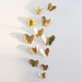 Set of 12 Elegant 3D Butterfly Wall Stickers - Self-Adhesive Decorative Accents in Gold and Silver for Home and Event Decor