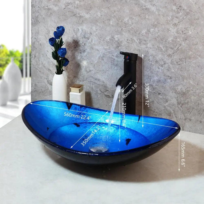 Charming Glass Sink with Waterfall Faucet Ensemble - Stylish Upgrade for Your Bathroom