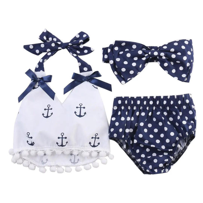 Adorable 3-Piece Anchor-Themed Outfit Set for Toddler Girls with Polka Dot Briefs and Headband