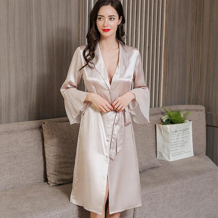 Luxe Silk Sleep Robe - Chic Women's Bathrobe for Warm Weather Relaxation