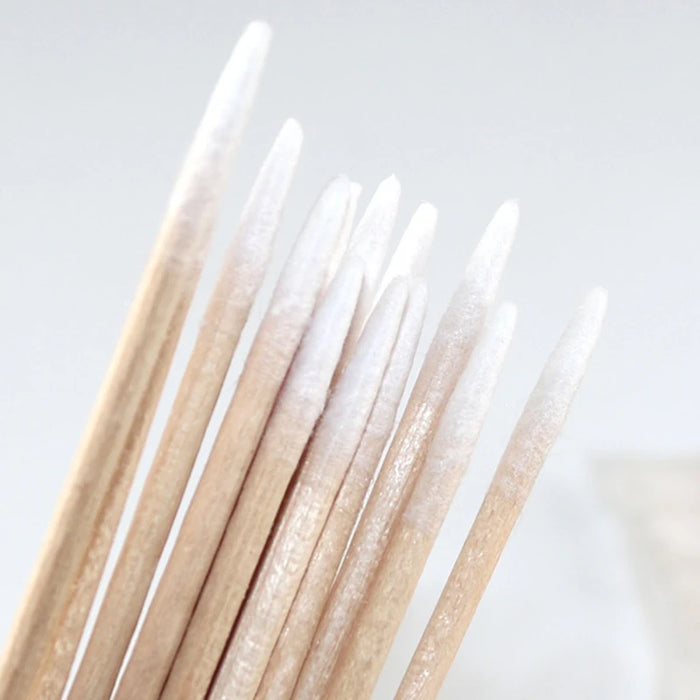 Precision Cotton Swabs with Wooden Handle - 300pcs for Makeup, Tattoos, and Microblading