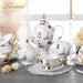 Elegant Bone China Tea and Coffee Service - Premium Porcelain Teapot, Creamer, Sugar Bowl, and Cups for Luxurious Teatime Gatherings