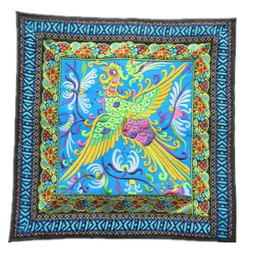 Chinese Handmade Ethnic Phoenix Embroidered Pillow Case