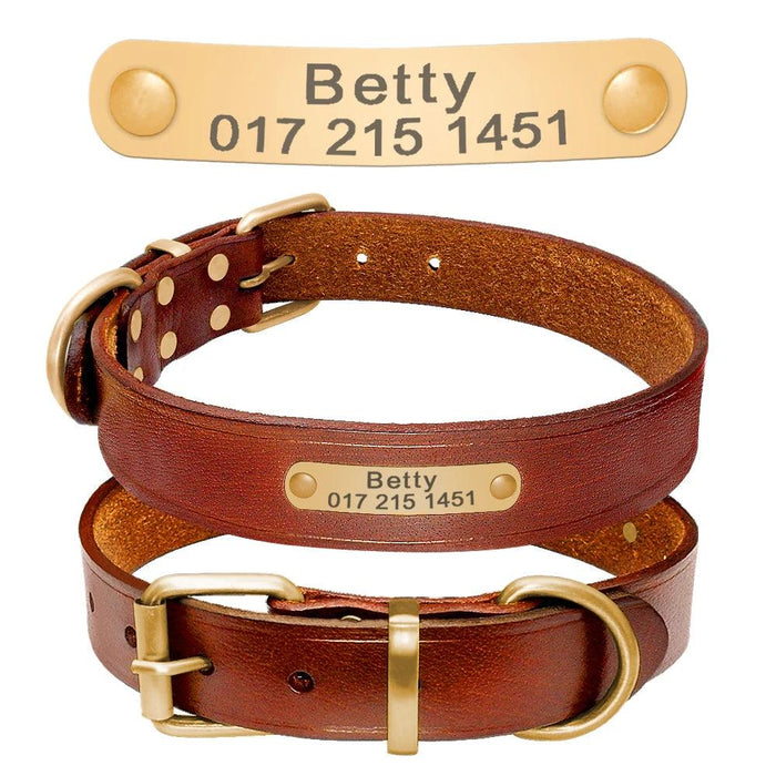 Custom Engraved Leather Dog Collar for Small to Medium Breeds - Personalized with Name and Contact Information