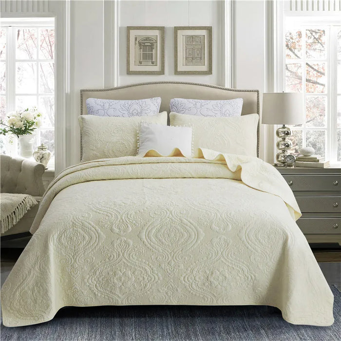Reversible Ultra Soft 100% Cotton Bedspread Ensemble with Pillow Shams – Chic All-Season Quilted Bedding Set (3/5 Pieces)