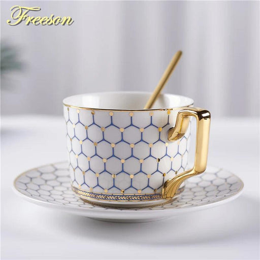 Nordic Elegance: Luxury Bone China Coffee Cup Set with Saucer & Spoon - 200ml British Porcelain Drinkware for Gifting