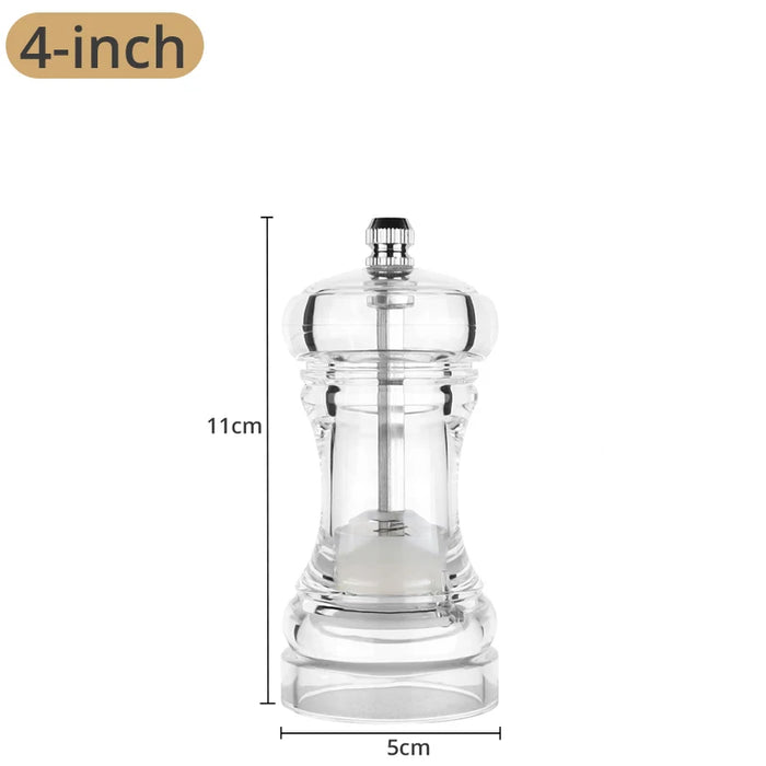 Precision Adjustable Clear Acrylic Pepper Grinder - Sleek Kitchen Tool