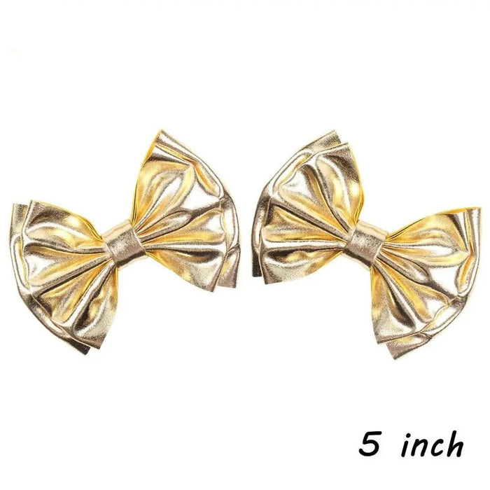 Golden Hair Bow Set - Elegant Fashion Accessory for Chic Kids