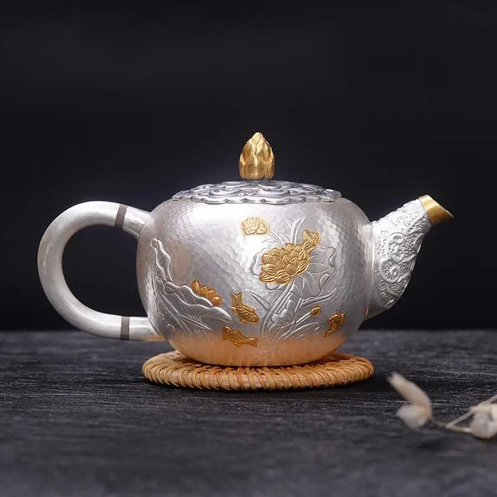 Exquisite Handcrafted Silver Kung Fu Tea Set