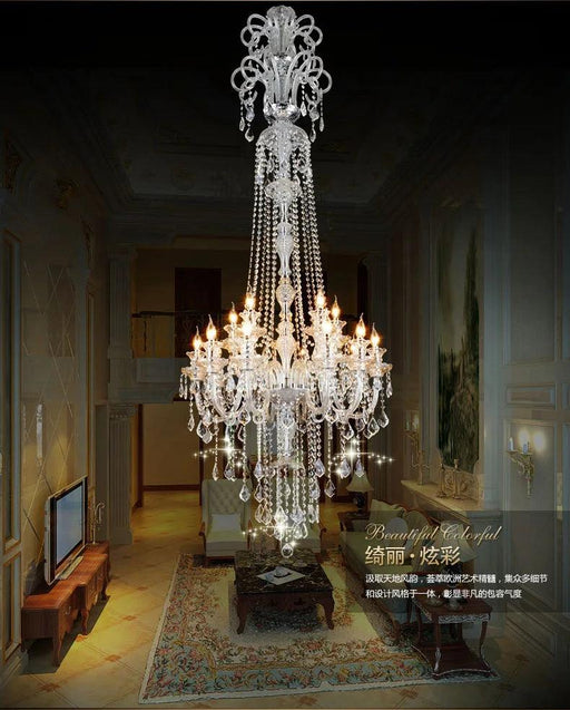 Stunning K9 Crystal Chandelier for Opulent Staircases and Lobbies - Options for 12, 15, 18, and 24 Lights