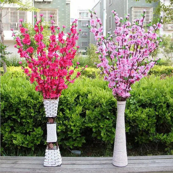 Elegant Artificial Peach Blossom Silk Flower Branches for Weddings and Home Decor