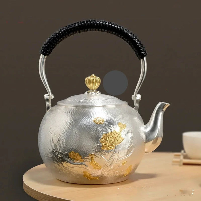 Exquisite Handcrafted Silver Kung Fu Tea Set