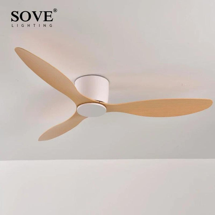 Modern Black and White Remote-Controlled Low Profile Ceiling Fan - 30W DC Motor - No Light - Sleek Design - 220V