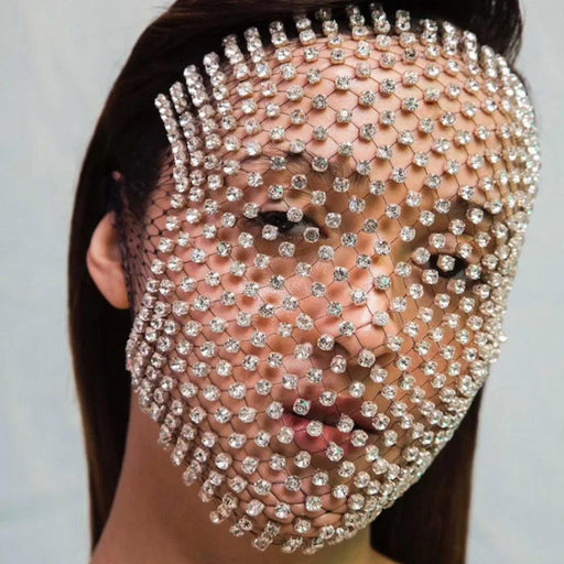 Crystal Elegance Rhinestone Mesh Face Mask by Stonefans