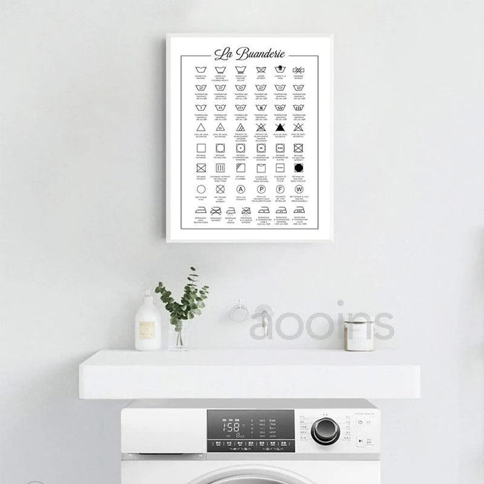 Scandinavian Chic Monochrome Canvas Art for Laundry Room Aesthetics