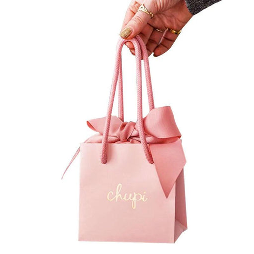 Sophisticated Custom Pink Jewelry Gift Bags with Gold Foil Logo - 500 Pieces