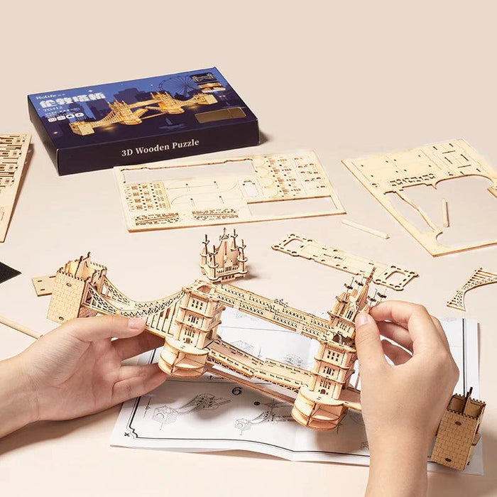 3D Architectural Wooden Puzzle Set: Build Big Ben, Tower Bridge & Five-Storied Pagoda - Ideal Educational Gift for Kids and Architecture Fans