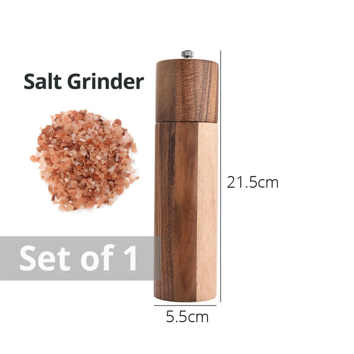 Acacia Wood Salt and Pepper Grinder Set - Premium Seasoning Mill for Culinary Delights