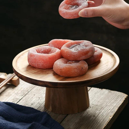 Elegant Japanese Acacia Wood Dessert Platter - Vintage-Inspired Serving Tray for Cakes, Fruits, and Home Decor