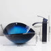 Luxurious Hand-Painted Glass Waterfall Basin Faucet Set in Stunning Blue